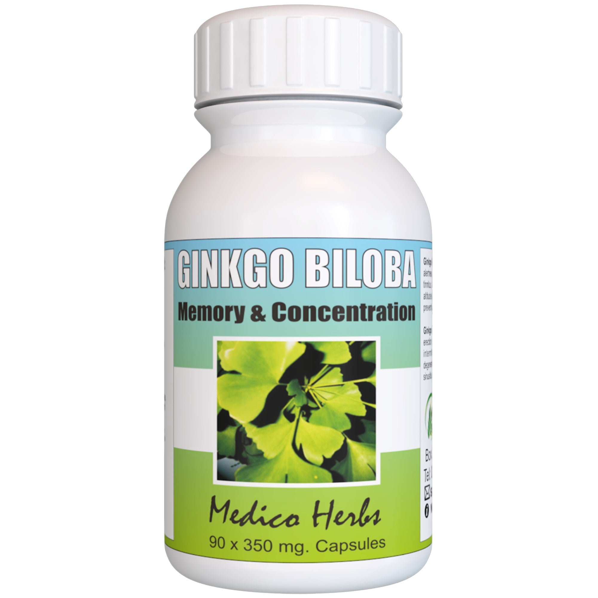 Ginkgo Biloba - Improves circulation to help reduce memory loss  100% Natural - 60x350mg capsules